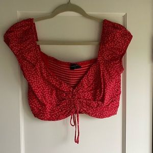 Red floral scrunched top!